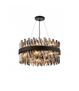 Lysander 18 Light G9 Ceiling Pendant Round Satin Black Smoke Item Weight: 16.81kg-1