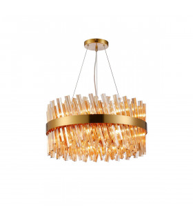 Lysander 18 Light G9 Ceiling Pendant Round Brass Amber Item Weight: 16.81kg-1