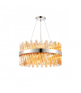 Lysander 18 Light G9 Ceiling Pendant Round Polished Nickel Amber Item Weight: 16.81kg-1