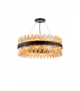 Lysander 24 Light G9 Ceiling Pendant Round Satin Black Amber Item Weight: 23.13kg-1