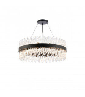 Lysander 24 Light G9 Ceiling Pendant Round Satin Black Clear Item Weight: 23.13kg-1