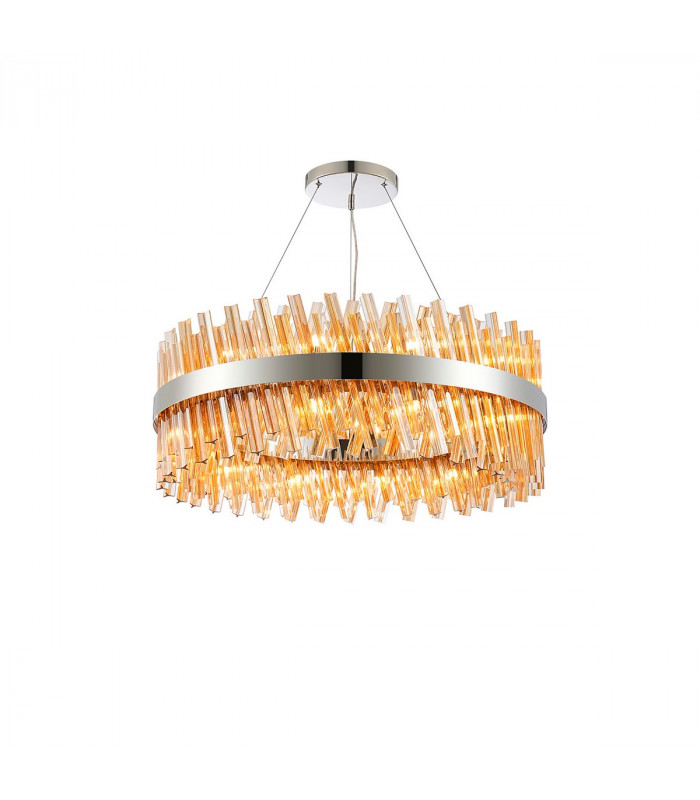 Lysander 24 Light G9 Ceiling Pendant Round Polished Nickel Amber Item Weight: 23.13kg-1