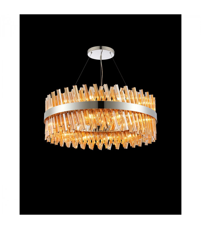 Lysander 24 Light G9 Ceiling Pendant Round Polished Nickel Amber Item Weight: 23.13kg-3