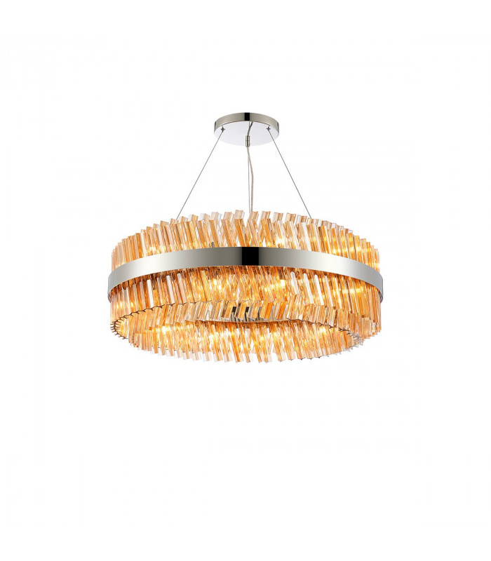 Lysander 24 Light G9 Ceiling Pendant Round Polished Nickel Amber Item Weight: 23.13kg-5