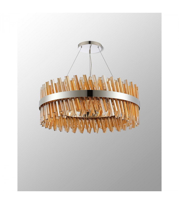 Lysander 24 Light G9 Ceiling Pendant Round Polished Nickel Amber Item Weight: 23.13kg-10