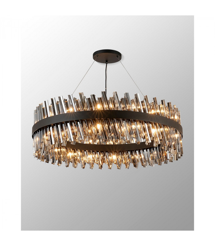 Lysander 32 Light G9 Ceiling Pendant Round Satin Black Smoke Item Weight: 29.51kg-3