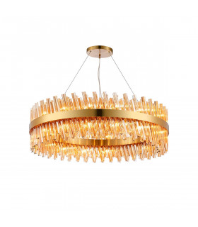 Lysander 32 Light G9 Ceiling Pendant Round Brass Amber Item Weight: 29.51kg-1