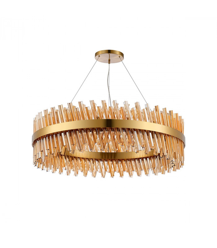Lysander 32 Light G9 Ceiling Pendant Round Brass Amber Item Weight: 29.51kg-4
