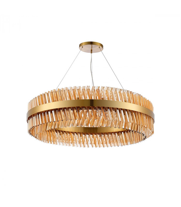 Lysander 32 Light G9 Ceiling Pendant Round Brass Amber Item Weight: 29.51kg-6