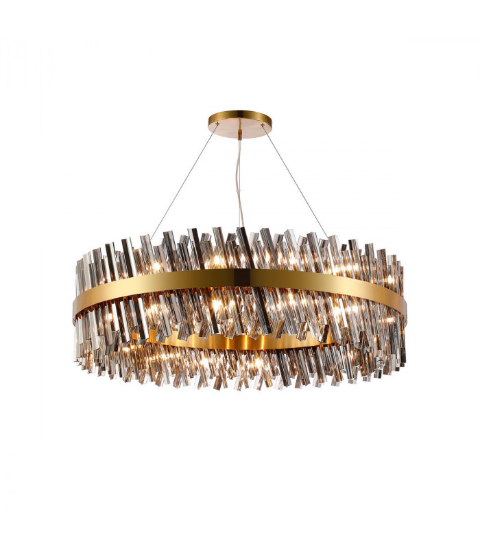 Lysander 32 Light G9 Ceiling Pendant Round Brass Smoke Item Weight: 29.51kg-1