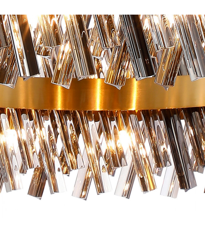 Lysander 32 Light G9 Ceiling Pendant Round Brass Smoke Item Weight: 29.51kg-9