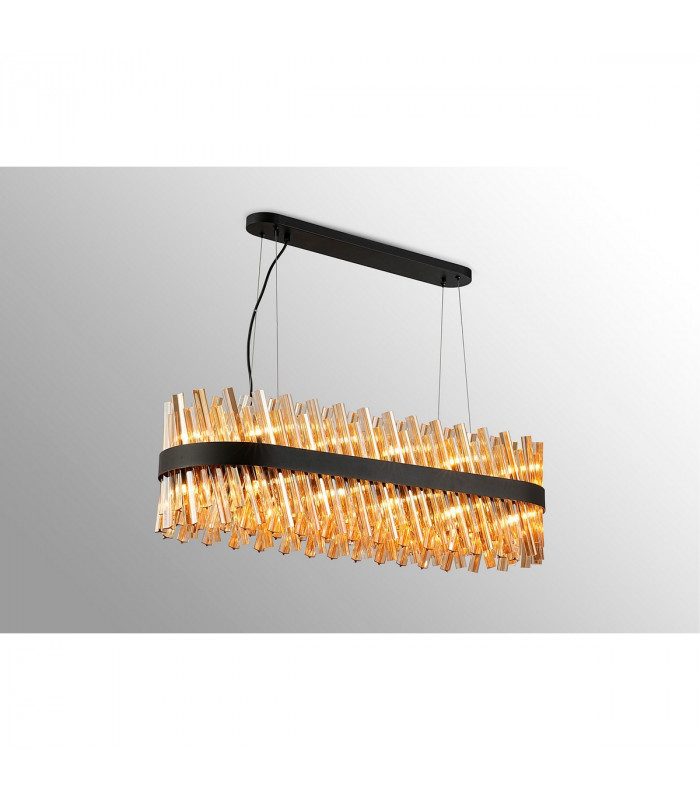 Lysander 24 Light G9 Ceiling Pendant Oblong Satin Black Amber Item Weight: 22.65kg-3