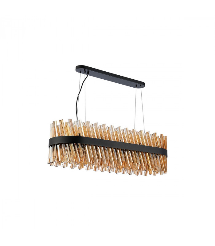 Lysander 24 Light G9 Ceiling Pendant Oblong Satin Black Amber Item Weight: 22.65kg-4