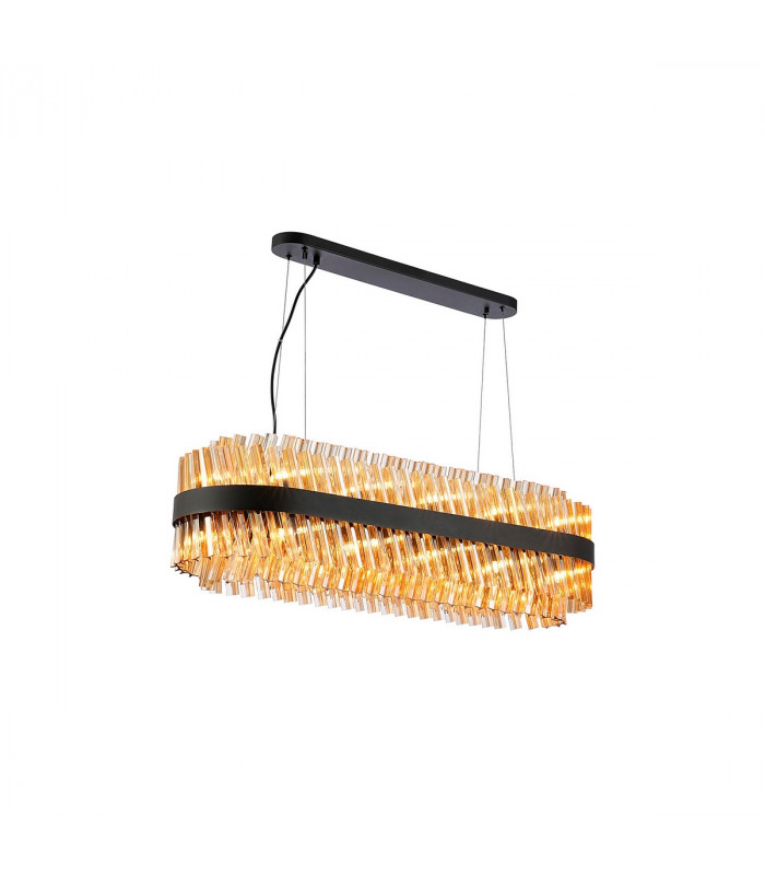 Lysander 24 Light G9 Ceiling Pendant Oblong Satin Black Amber Item Weight: 22.65kg-5