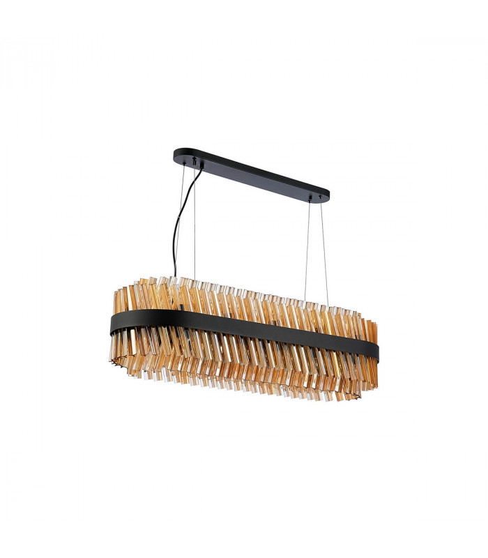 Lysander 24 Light G9 Ceiling Pendant Oblong Satin Black Amber Item Weight: 22.65kg-6