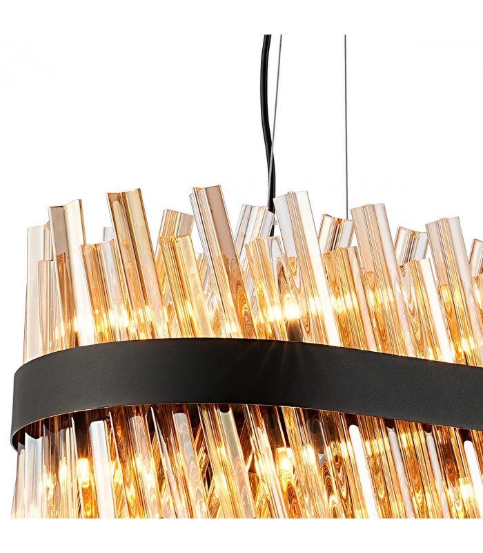 Lysander 24 Light G9 Ceiling Pendant Oblong Satin Black Amber Item Weight: 22.65kg-8