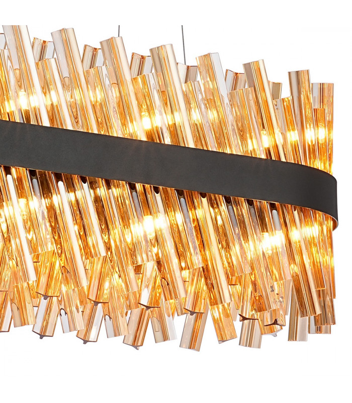 Lysander 24 Light G9 Ceiling Pendant Oblong Satin Black Amber Item Weight: 22.65kg-9