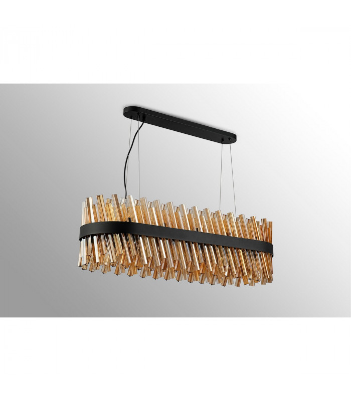 Lysander 24 Light G9 Ceiling Pendant Oblong Satin Black Amber Item Weight: 22.65kg-10