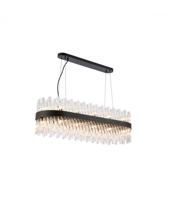 Lysander 24 Light G9 Ceiling Pendant Oblong Satin Black Clear Item Weight: 22.65kg-1