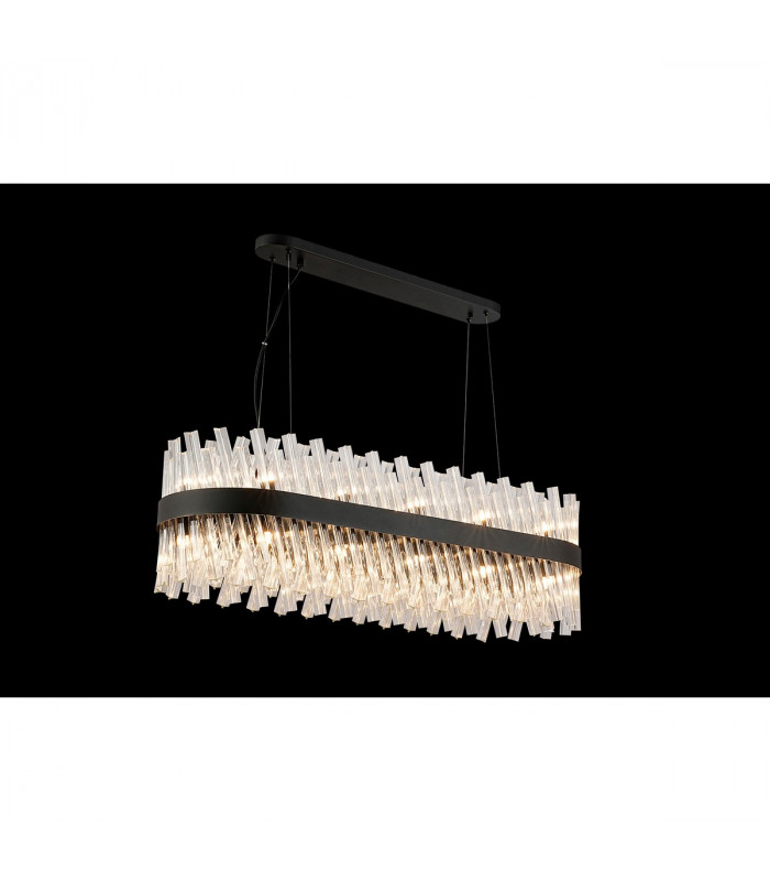 Lysander 24 Light G9 Ceiling Pendant Oblong Satin Black Clear Item Weight: 22.65kg-3