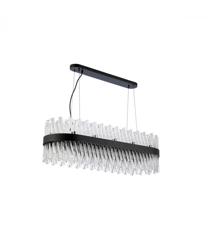 Lysander 24 Light G9 Ceiling Pendant Oblong Satin Black Clear Item Weight: 22.65kg-4