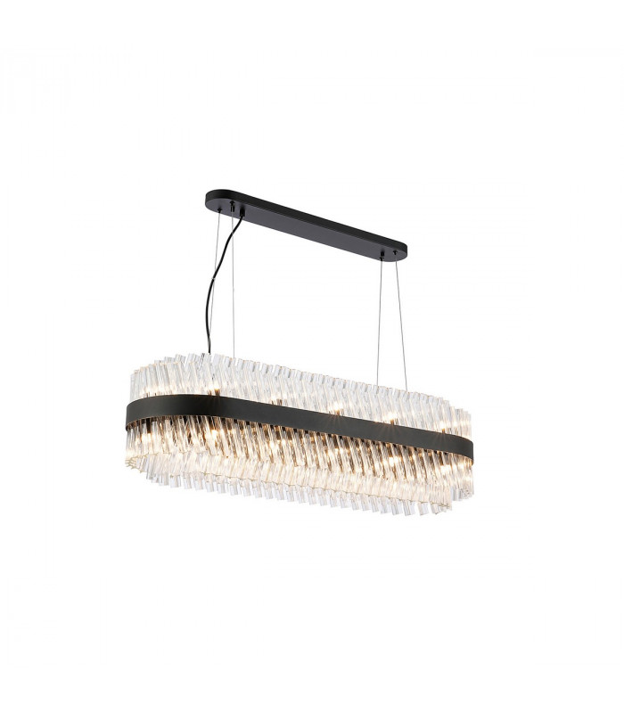 Lysander 24 Light G9 Ceiling Pendant Oblong Satin Black Clear Item Weight: 22.65kg-5
