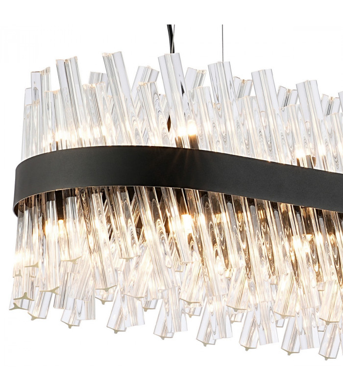 Lysander 24 Light G9 Ceiling Pendant Oblong Satin Black Clear Item Weight: 22.65kg-8