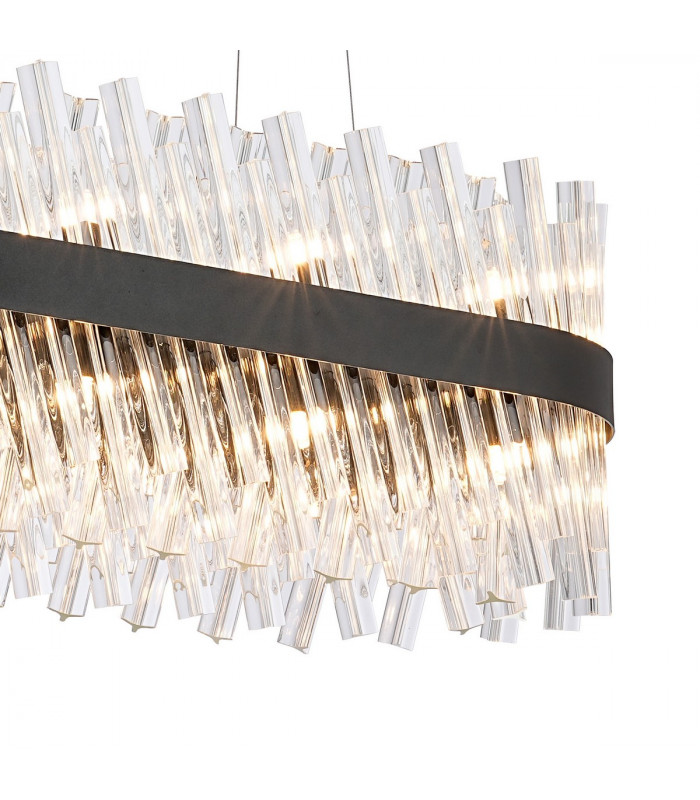 Lysander 24 Light G9 Ceiling Pendant Oblong Satin Black Clear Item Weight: 22.65kg-9