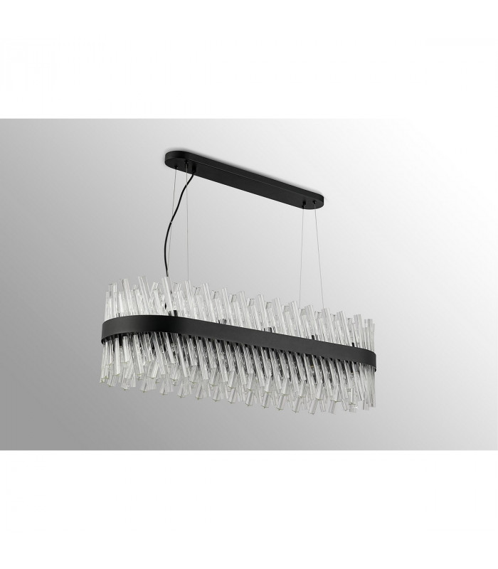 Lysander 24 Light G9 Ceiling Pendant Oblong Satin Black Clear Item Weight: 22.65kg-10