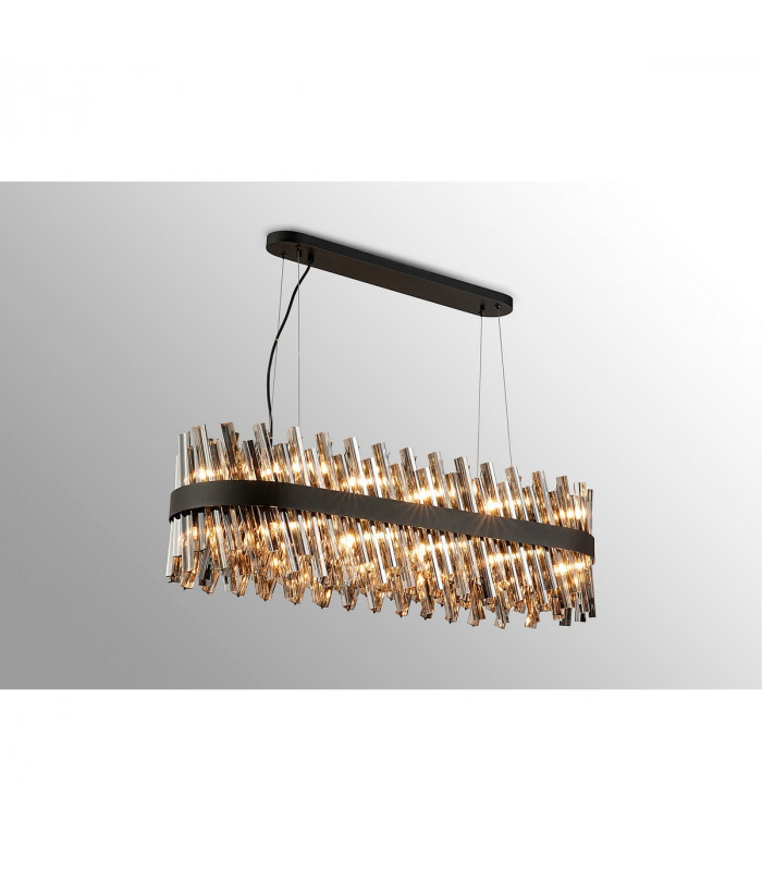 Lysander 24 Light G9 Ceiling Pendant Oblong Satin Black Smoke Item Weight: 22.65kg-3