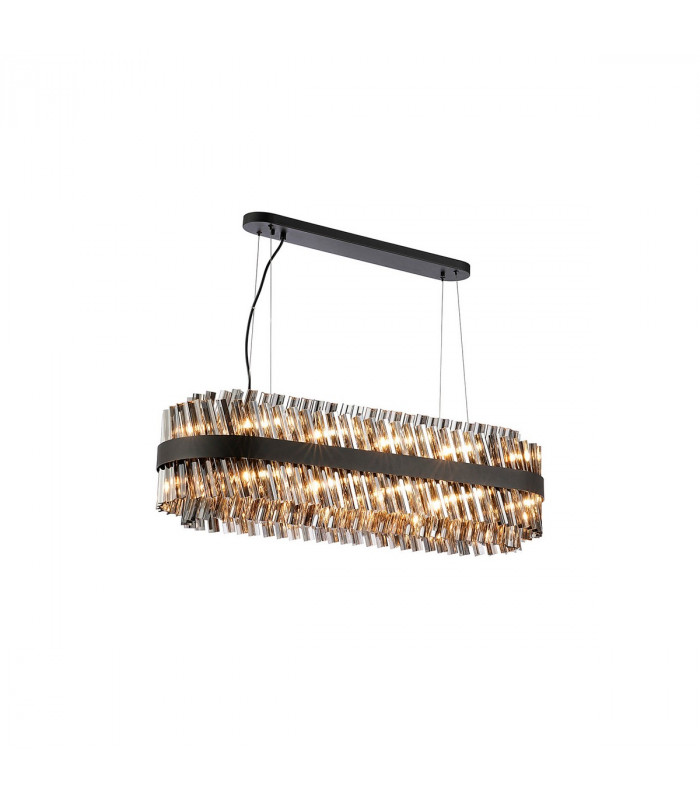 Lysander 24 Light G9 Ceiling Pendant Oblong Satin Black Smoke Item Weight: 22.65kg-5