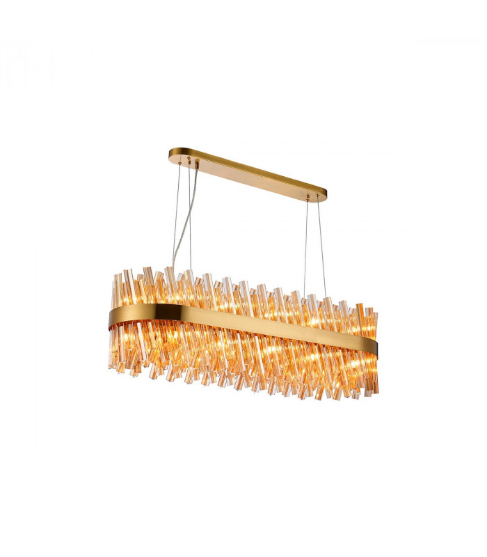 Lysander 24 Light G9 Ceiling Pendant Oblong Brass Amber Item Weight: 22.65kg-1