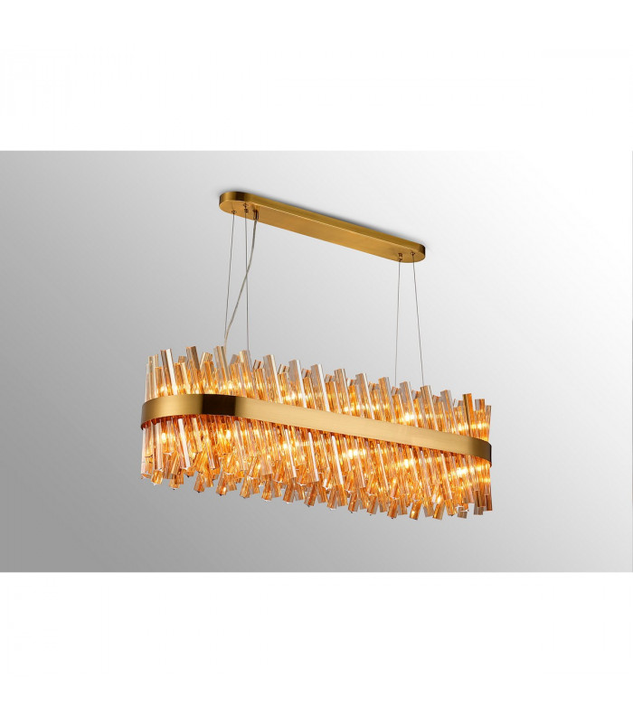 Lysander 24 Light G9 Ceiling Pendant Oblong Brass Amber Item Weight: 22.65kg-3