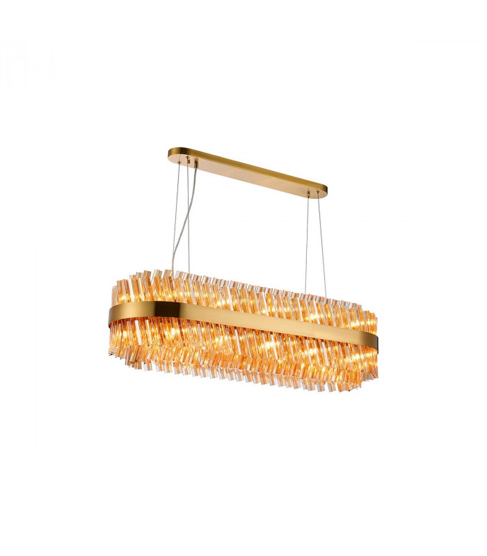 Lysander 24 Light G9 Ceiling Pendant Oblong Brass Amber Item Weight: 22.65kg-5