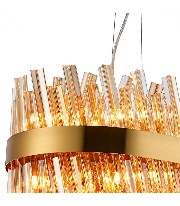 Lysander 24 Light G9 Ceiling Pendant Oblong Brass Amber Item Weight: 22.65kg-8