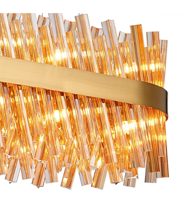 Lysander 24 Light G9 Ceiling Pendant Oblong Brass Amber Item Weight: 22.65kg-9