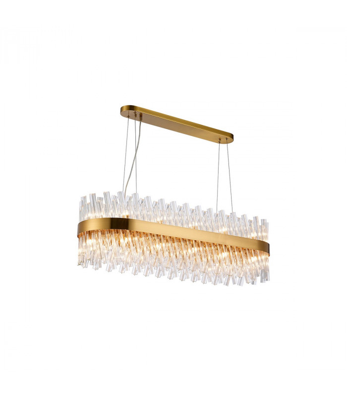 Lysander 24 Light G9 Ceiling Pendant Oblong Brass Clear Item Weight: 22.65kg-1