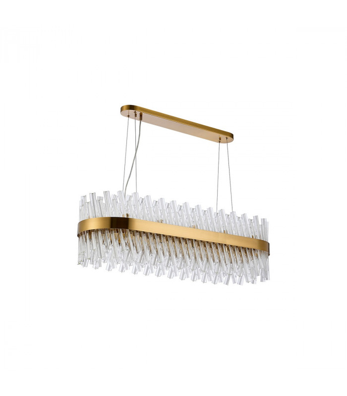 Lysander 24 Light G9 Ceiling Pendant Oblong Brass Clear Item Weight: 22.65kg-4