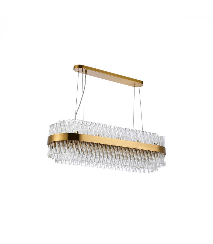 Lysander 24 Light G9 Ceiling Pendant Oblong Brass Clear Item Weight: 22.65kg-6