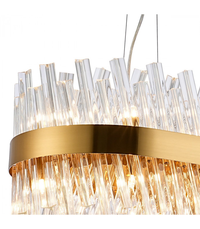 Lysander 24 Light G9 Ceiling Pendant Oblong Brass Clear Item Weight: 22.65kg-8