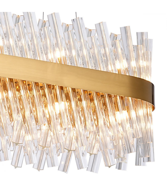 Lysander 24 Light G9 Ceiling Pendant Oblong Brass Clear Item Weight: 22.65kg-9