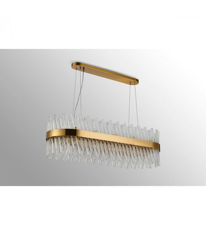 Lysander 24 Light G9 Ceiling Pendant Oblong Brass Clear Item Weight: 22.65kg-10