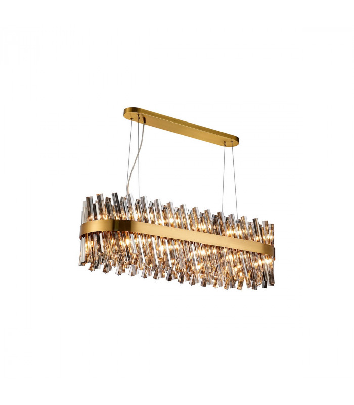 Lysander 24 Light G9 Ceiling Pendant Oblong Brass Smoke Item Weight: 22.65kg-1