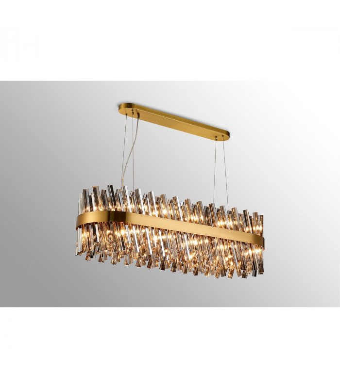 Lysander 24 Light G9 Ceiling Pendant Oblong Brass Smoke Item Weight: 22.65kg-3