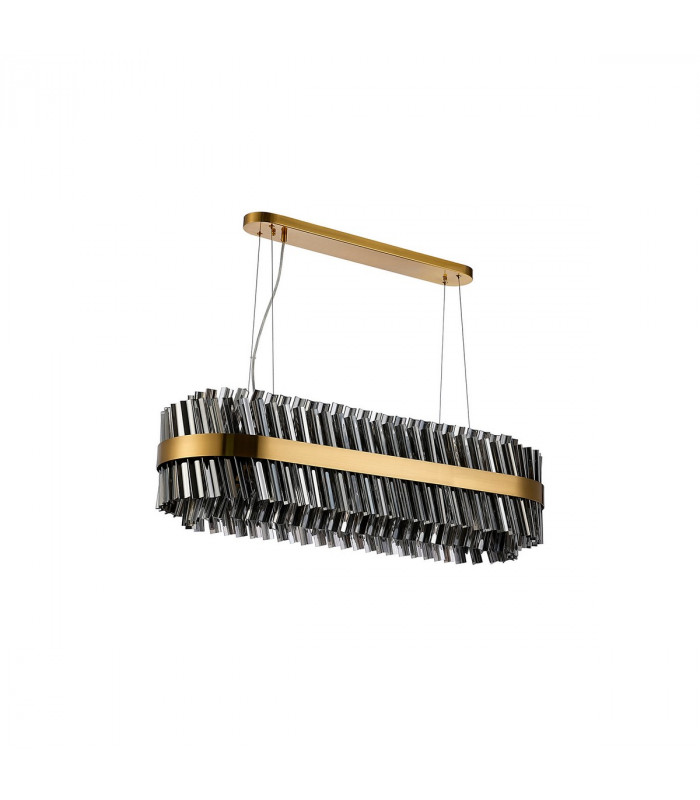 Lysander 24 Light G9 Ceiling Pendant Oblong Brass Smoke Item Weight: 22.65kg-6