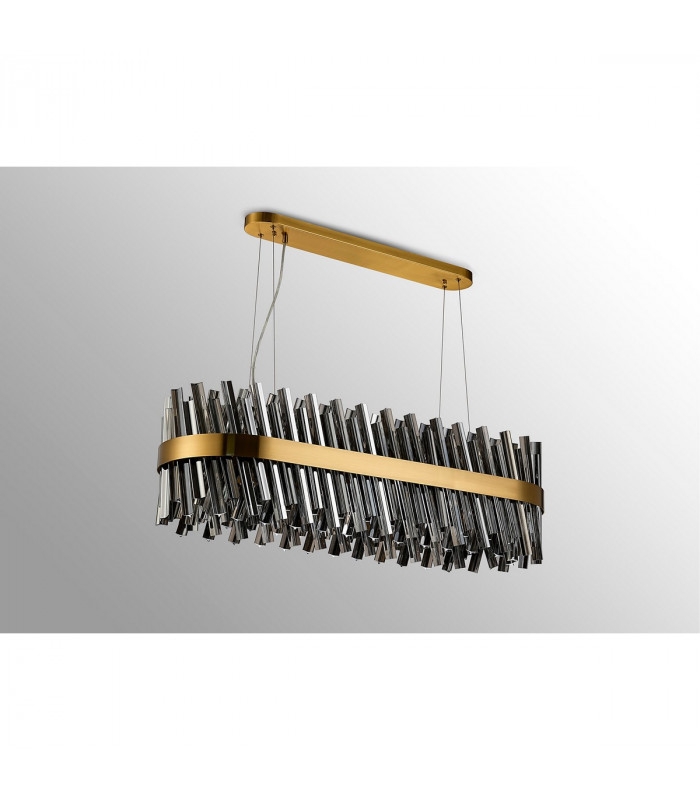 Lysander 24 Light G9 Ceiling Pendant Oblong Brass Smoke Item Weight: 22.65kg-10