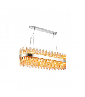 Lysander 24 Light G9 Ceiling Pendant Oblong Polished Nickel Amber Item Weight: 22.65kg-1