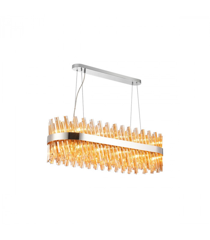 Lysander 24 Light G9 Ceiling Pendant Oblong Polished Nickel Amber Item Weight: 22.65kg-1