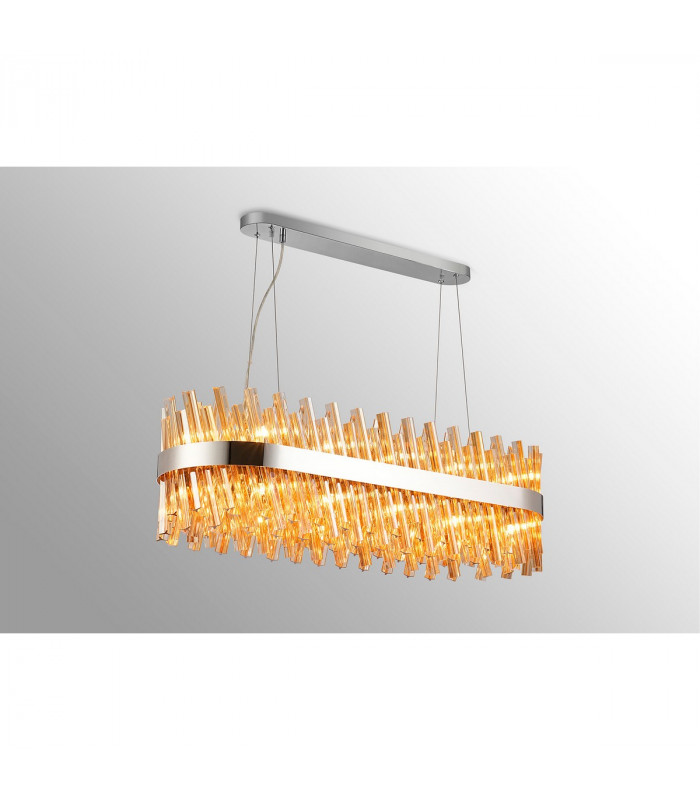 Lysander 24 Light G9 Ceiling Pendant Oblong Polished Nickel Amber Item Weight: 22.65kg-3