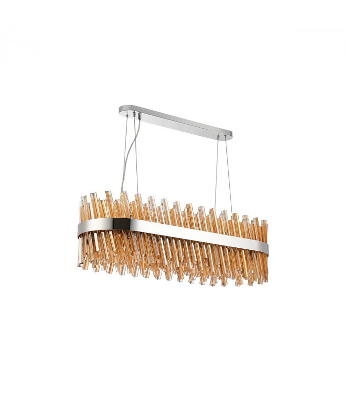 Lysander 24 Light G9 Ceiling Pendant Oblong Polished Nickel Amber Item Weight: 22.65kg-4